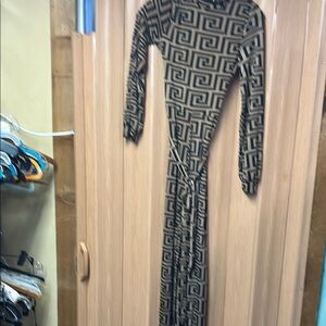 Geometric Patterned Long Sleeve Jumpsuit